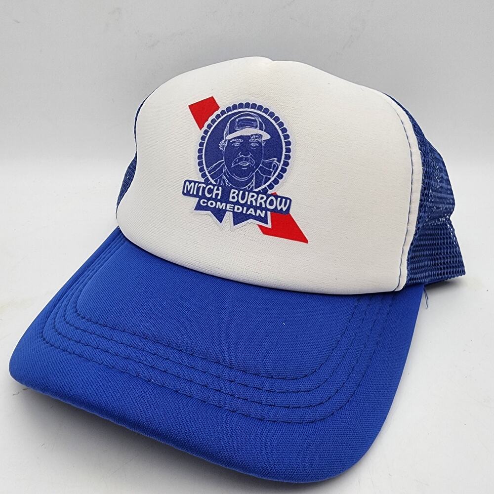 Mitch Burrow Comedian Trucker Hat Cap Snapback One Size Blue White Foam Redneck